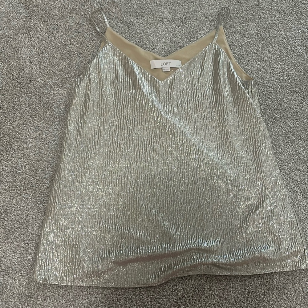 Loft XSP silver sparkly camisole NWT